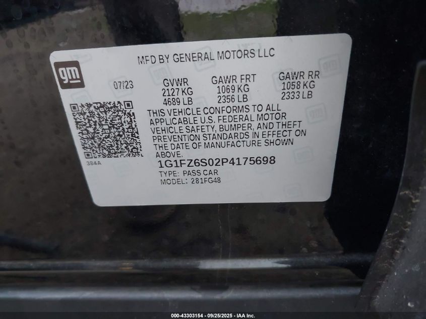 2023 Chevrolet Bolt Euv Fwd Premier VIN: 1G1FZ6S02P4175698 Lot: 43303154