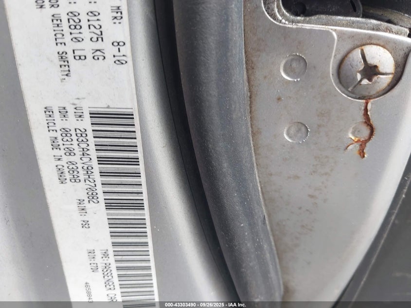 2010 Dodge Charger VIN: 2B3CA4CV9AH270982 Lot: 43303490