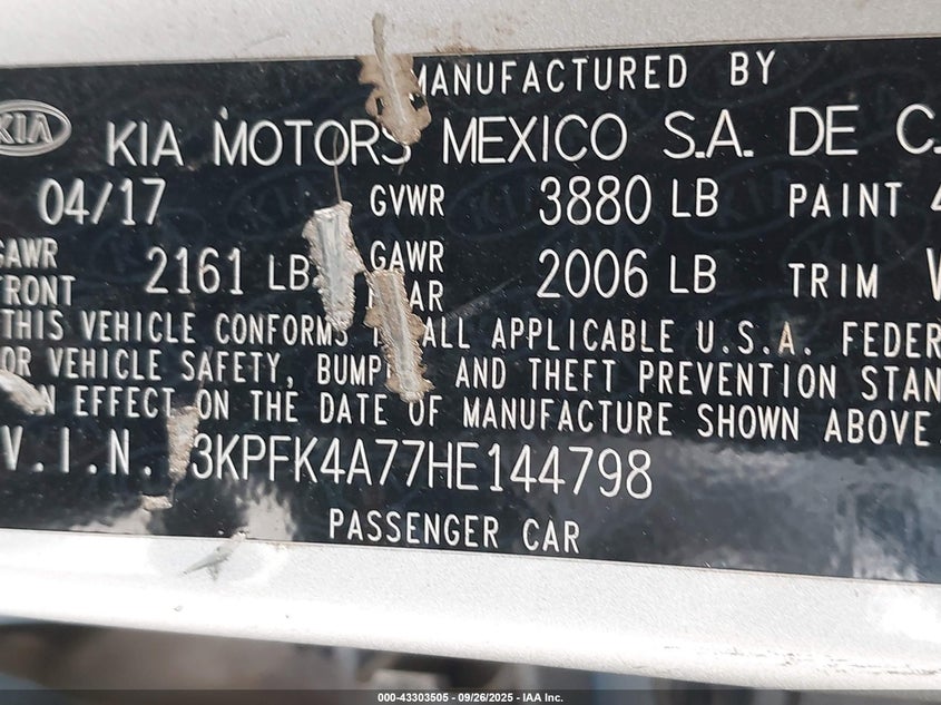 2017 KIA FORTE LX - 3KPFK4A77HE144798