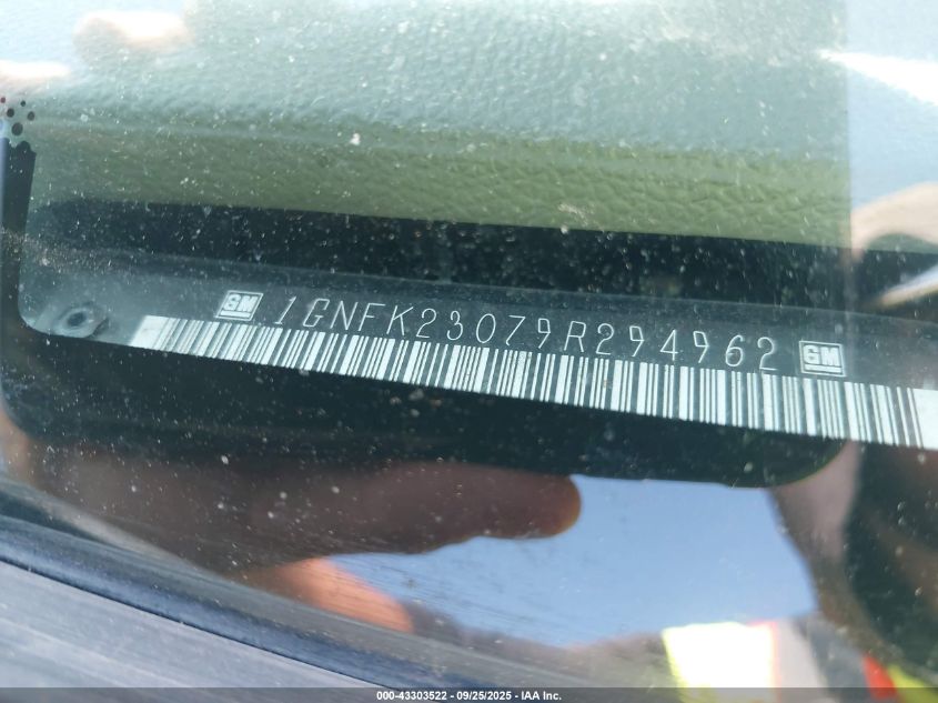 2009 Chevrolet Tahoe Lt2 VIN: 1GNFK23079R294962 Lot: 43303522