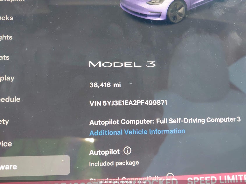 2023 Tesla Model 3 Rear-Wheel Drive VIN: 5YJ3E1EA2PF499871 Lot: 43303581