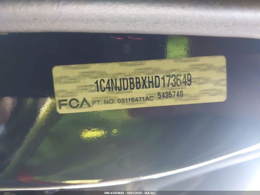 2017 Jeep Compass 75Th Anniversary Edition 4X4 VIN: 1C4NJDBBXHD173649 Lot: 43303654