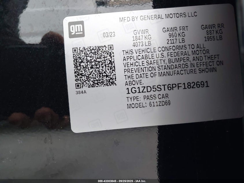 2023 CHEVROLET MALIBU FWD 1LT 1G1ZD5ST6PF182691