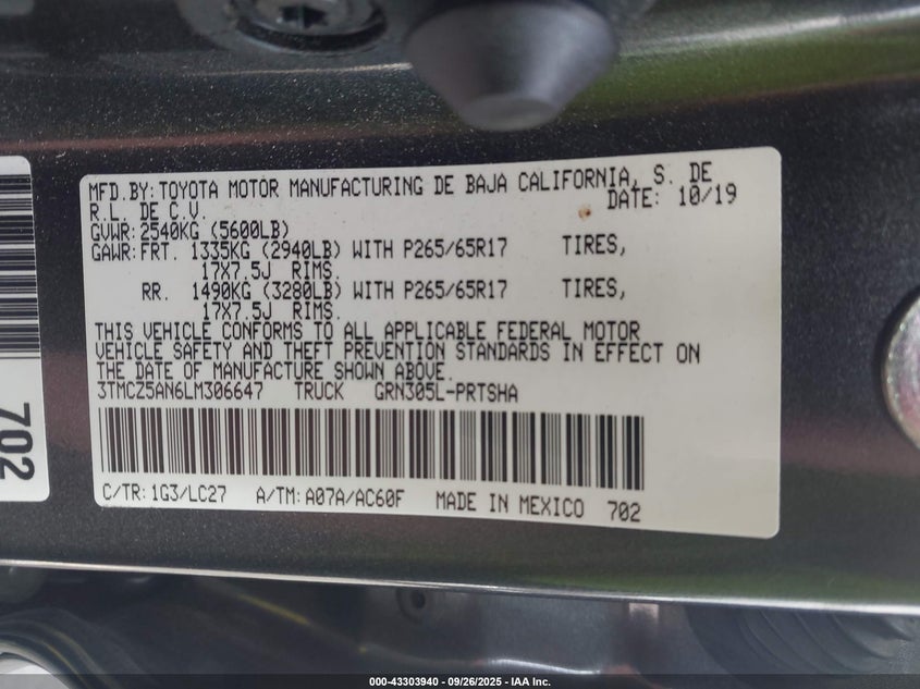 2020 TOYOTA TACOMA TRD SPORT - 3TMCZ5AN6LM306647