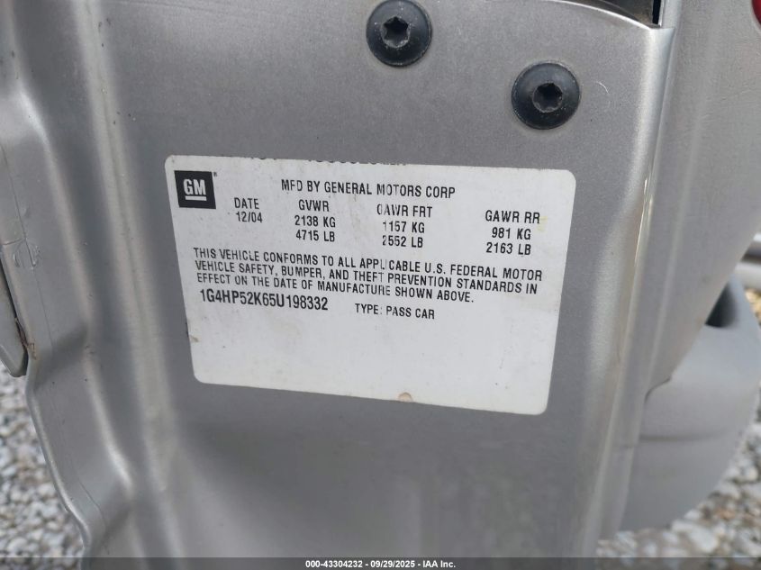 2005 Buick Lesabre Custom VIN: 1G4HP52K65U198332 Lot: 43304232