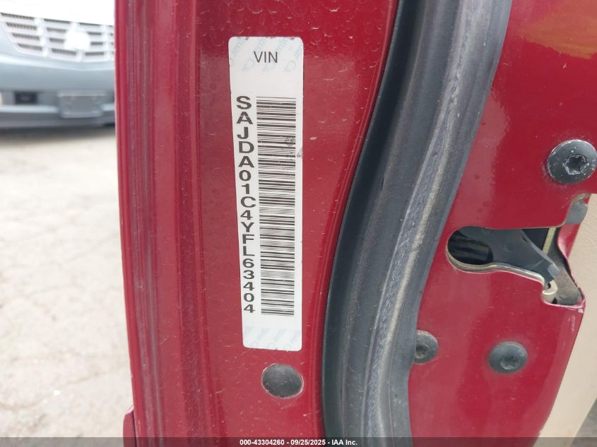 2000 Jaguar S-Type 3.0L V6 VIN: SAJDA01C4YFL63404 Lot: 43304260