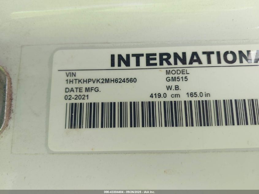 2021 Chevrolet Silverado 4500Hd 1Wt VIN: 1HTKHPVK2MH624560 Lot: 43304404