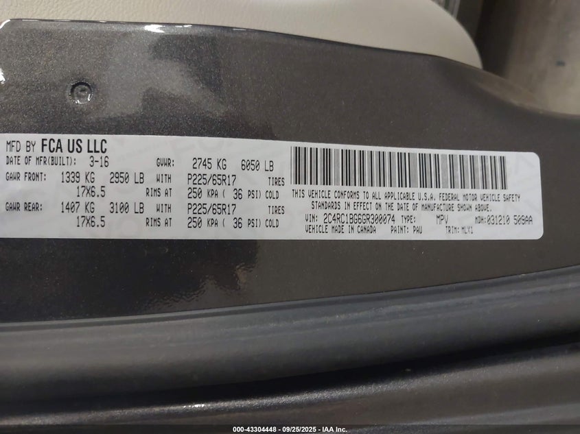 2016 CHRYSLER TOWN & COUNTRY TOURING - 2C4RC1BG6GR300074