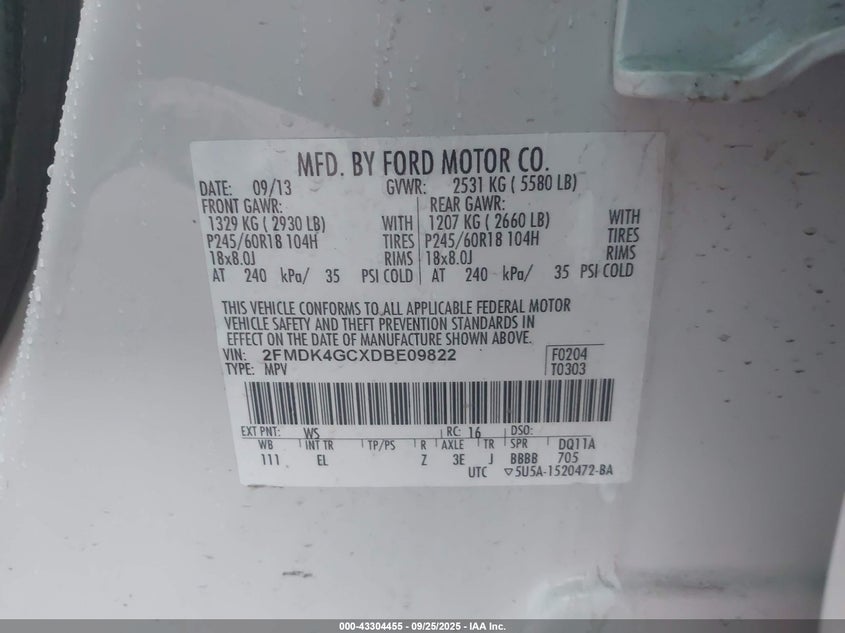 2013 FORD EDGE SE - 2FMDK4GCXDBE09822
