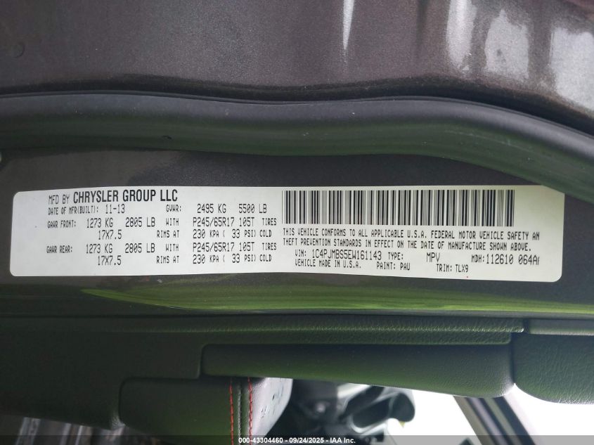 2014 Jeep Cherokee Trailhawk VIN: 1C4PJMBS5EW161143 Lot: 43304460