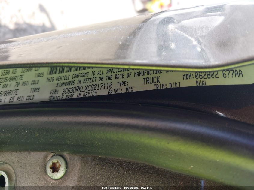 2012 Ram 3500 Laramie Longhorn/Limited Edition VIN: 3C63DRKLXCG217110 Lot: 43304476