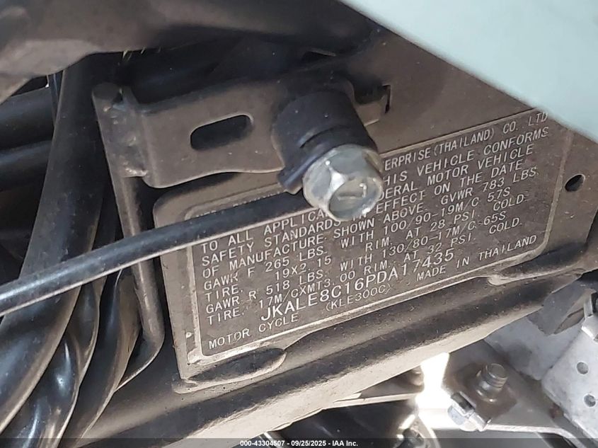 2023 Kawasaki Kle300 C VIN: JKALE8C16PDA17435 Lot: 43304507