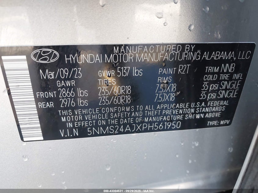 2023 HYUNDAI SANTA FE SEL - 5NMS24AJXPH561950