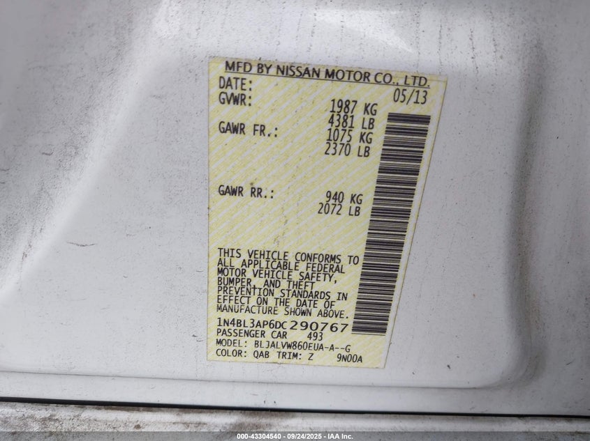 2013 NISSAN ALTIMA 3.5 SL - 1N4BL3AP6DC290767