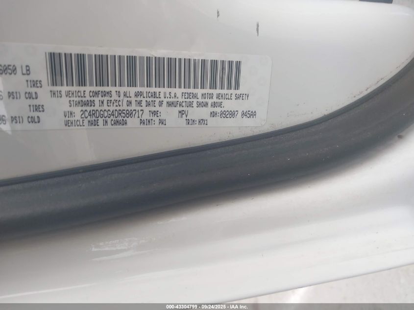 2013 Dodge Grand Caravan Sxt VIN: 2C4RDGCG4DR580717 Lot: 43304799