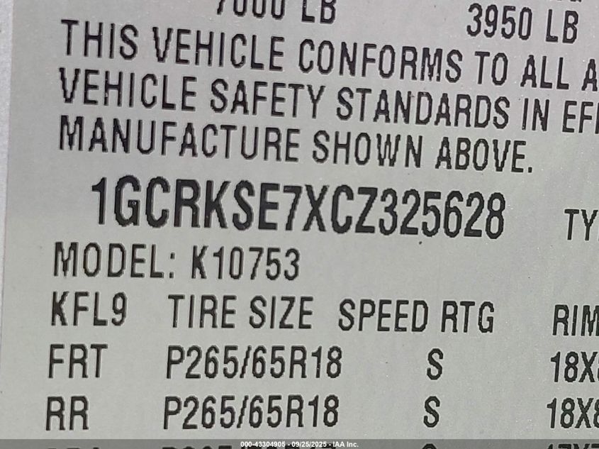 2012 Chevrolet Silverado 1500 Lt VIN: 1GCRKSE7XCZ325628 Lot: 43304905