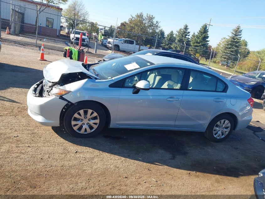2012 Honda Civic Lx VIN: 19XFB2F50CE000935 Lot: 43305340