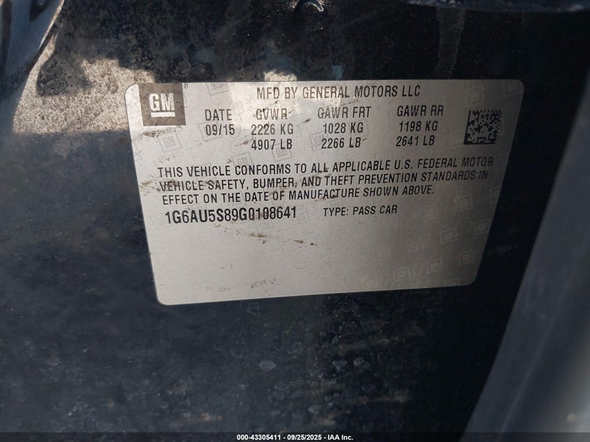 2016 CADILLAC CTS V-SPORT - 1G6AU5S89G0108641