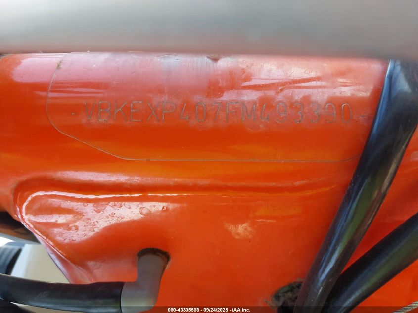 2015 Ktm 500 Xc-W/Exc VIN: VBKEXP407FM493390 Lot: 43305508