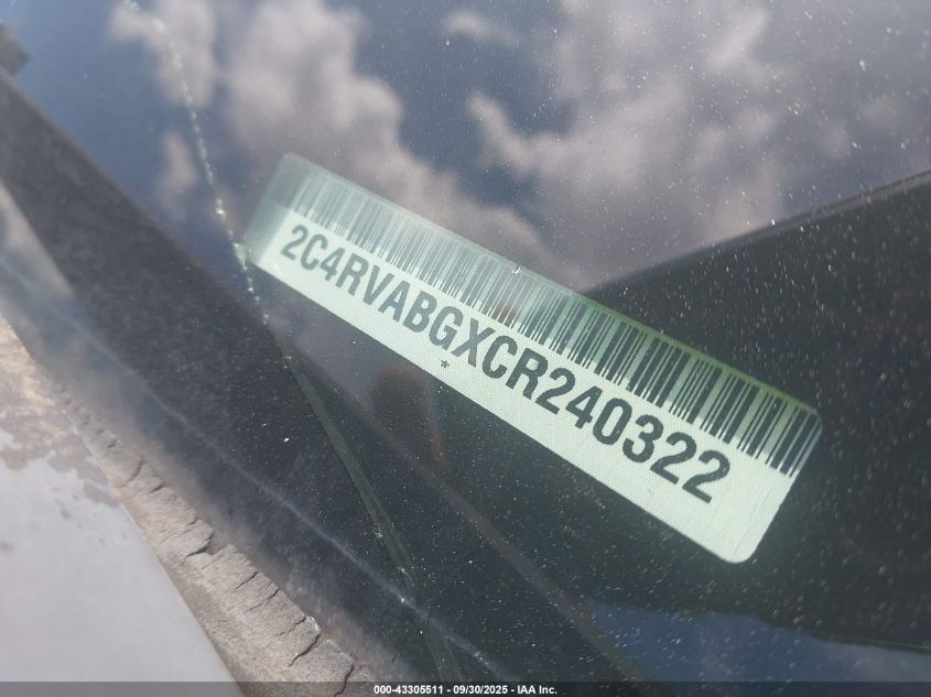 2012 Volkswagen Routan Se VIN: 2C4RVABGXCR240322 Lot: 43305511