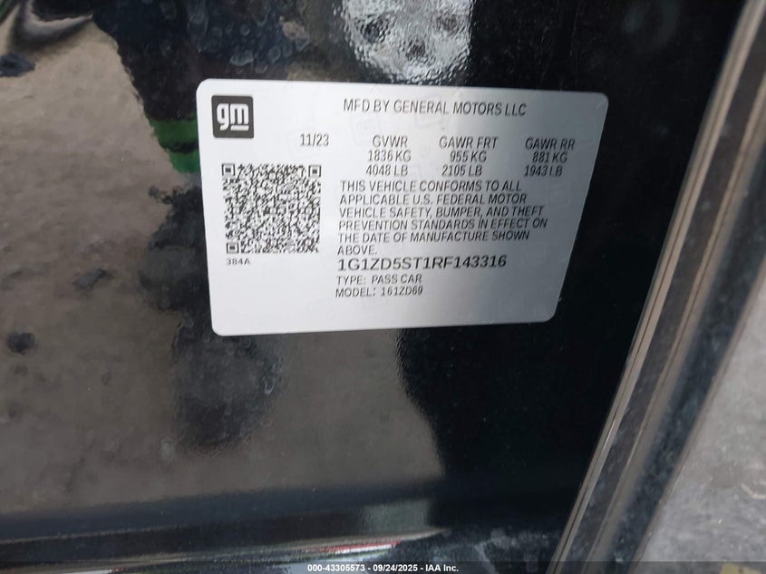 2024 CHEVROLET MALIBU FWD 1LT - 1G1ZD5ST1RF143316