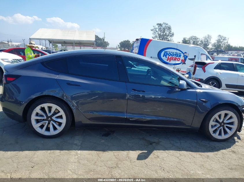 2022 Tesla Model 3 Rear-Wheel Drive VIN: 5YJ3E1EA2NF373541 Lot: 43305651