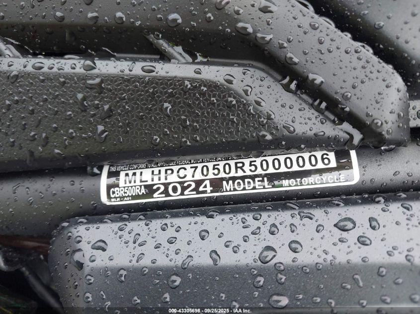 2024 Honda Cbr500 Ra VIN: MLHPC7050R5000006 Lot: 43305698