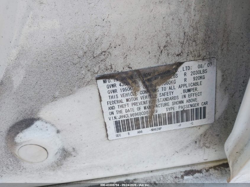 2008 Acura Tsx VIN: JH4CL96968C007929 Lot: 43305794