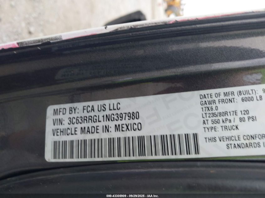 2022 Ram 3500 Tradesman 4X4 8' Box VIN: 3C63RRGL1NG397980 Lot: 43305909