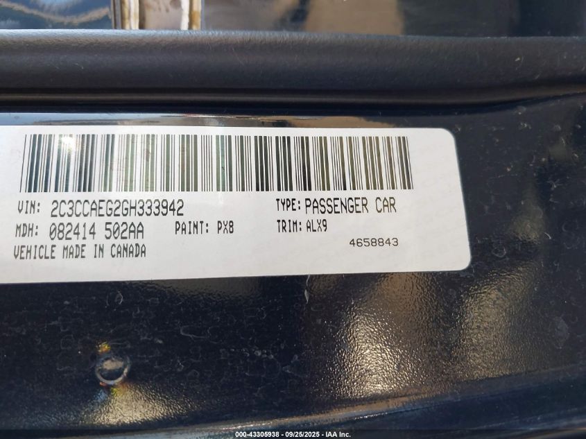 2016 Chrysler 300C VIN: 2C3CCAEG2GH333942 Lot: 43305938