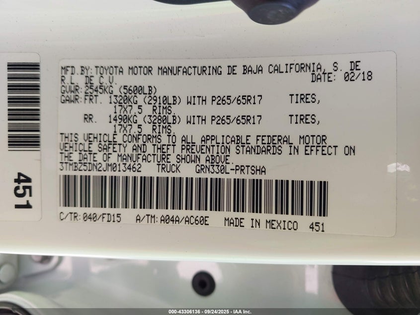 2018 TOYOTA TACOMA TRD SPORT - 3TMBZ5DN2JM013462