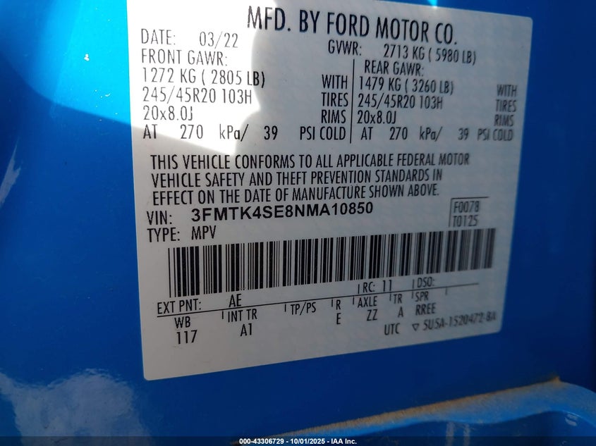 2022 FORD MUSTANG MACH-E GT - 3FMTK4SE8NMA10850