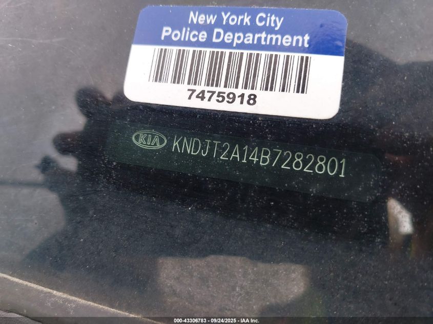 2011 Kia Soul VIN: KNDJT2A14B7282801 Lot: 43306783