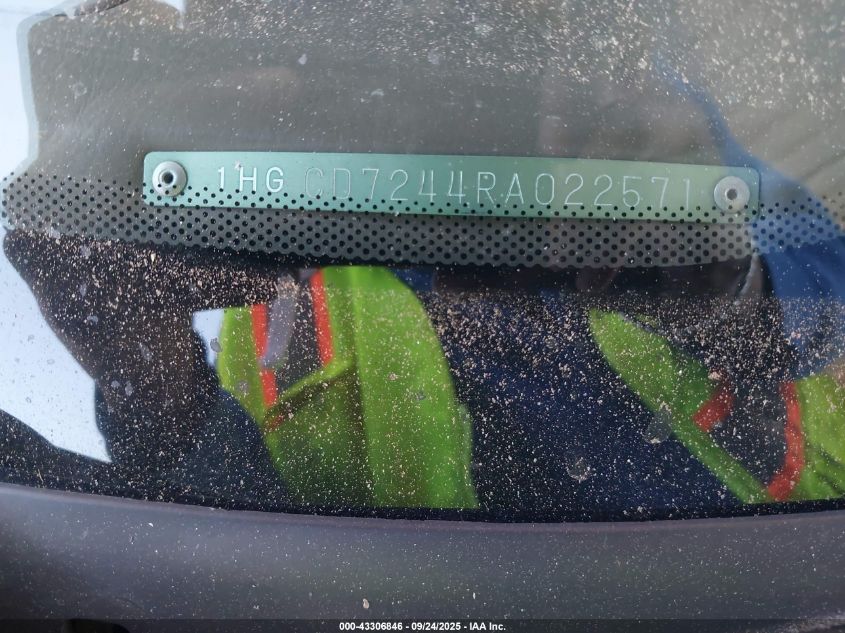 1994 Honda Accord Lx VIN: 1HGCD7244RA022571 Lot: 43306846