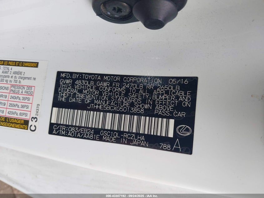 2016 LEXUS RC 350 - JTHHE5BCXG5013858