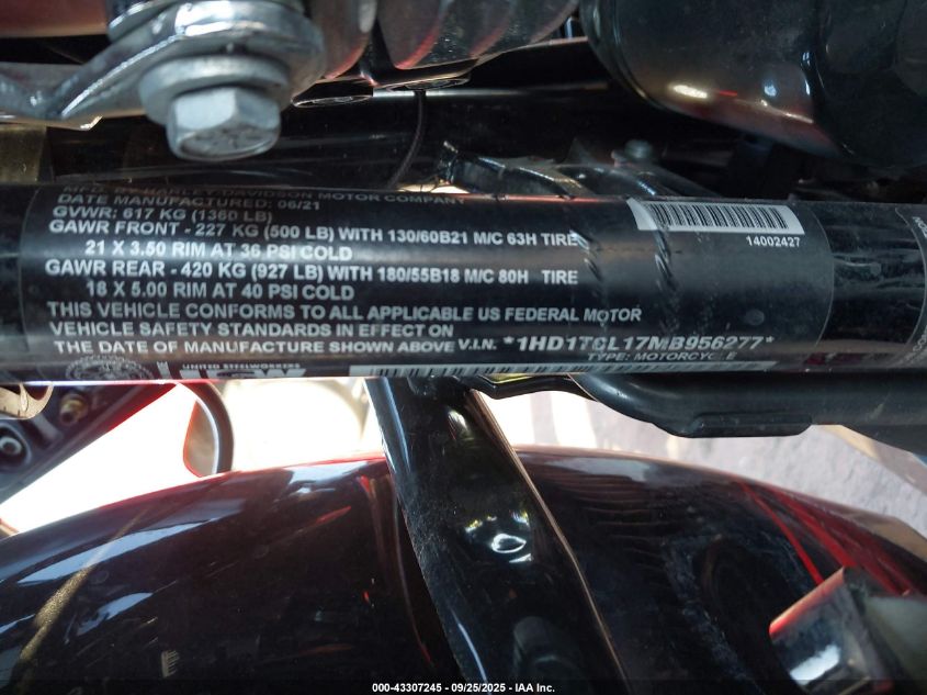 2021 Harley-Davidson Fltrxse VIN: 1HD1TCL17MB956277 Lot: 43307245