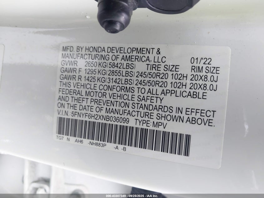 2022 HONDA PILOT AWD SPECIAL EDITION - 5FNYF6H2XNB036099