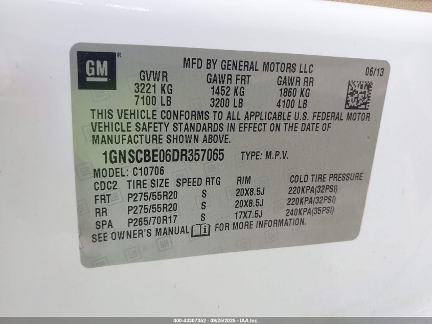 2013 CHEVROLET TAHOE LT - 1GNSCBE06DR357065