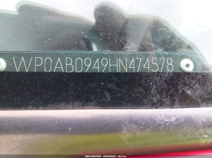 1987 Porsche 944 VIN: WP0AB0949HN474578 Lot: 43307685