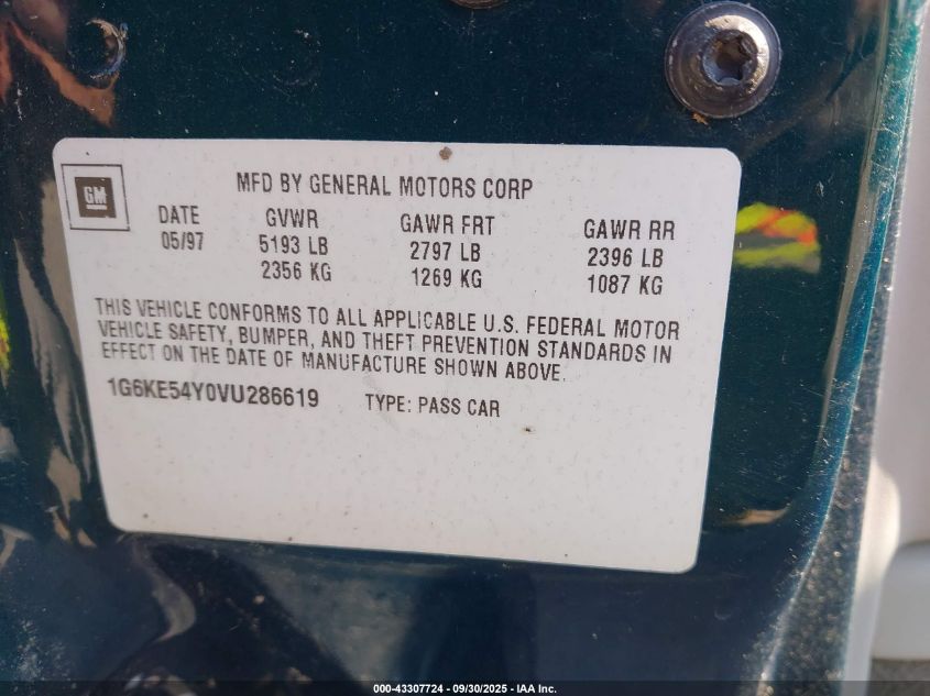 1997 Cadillac Deville D'elegance VIN: 1G6KE54Y0VU286619 Lot: 43307724