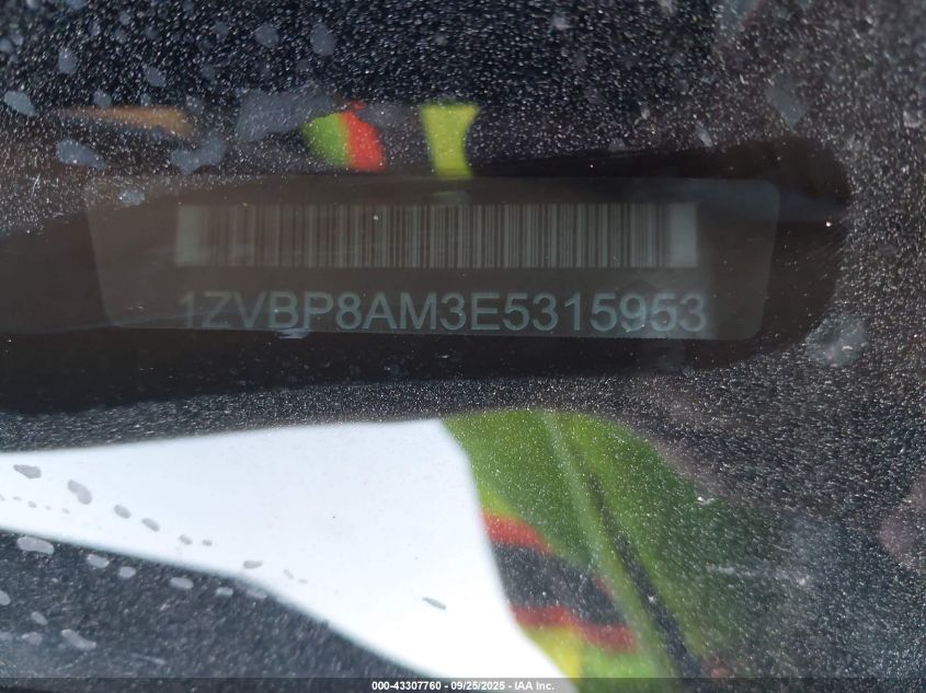 2014 Ford Mustang V6 VIN: 1ZVBP8AM3E5315953 Lot: 43307760