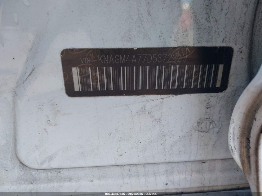 2013 Kia Optima Lx VIN: KNAGM4A77D5372320 Lot: 43307855