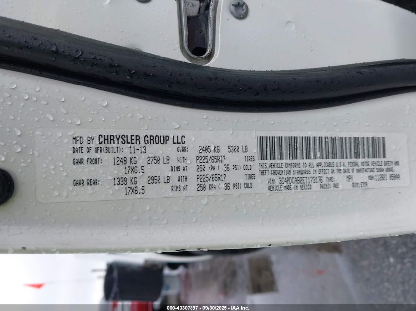 2014 Dodge Journey Se VIN: 3C4PDCAB2ET173176 Lot: 43307897