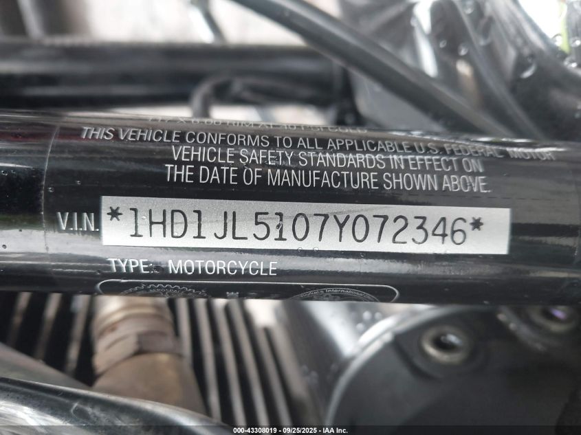 2007 Harley-Davidson Fxst Custom VIN: 1HD1JL5107Y072346 Lot: 43308019