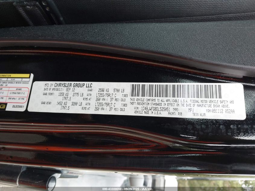 2013 Jeep Wrangler Unlimited Rubicon VIN: 1C4BJWFG8DL525051 Lot: 43308050