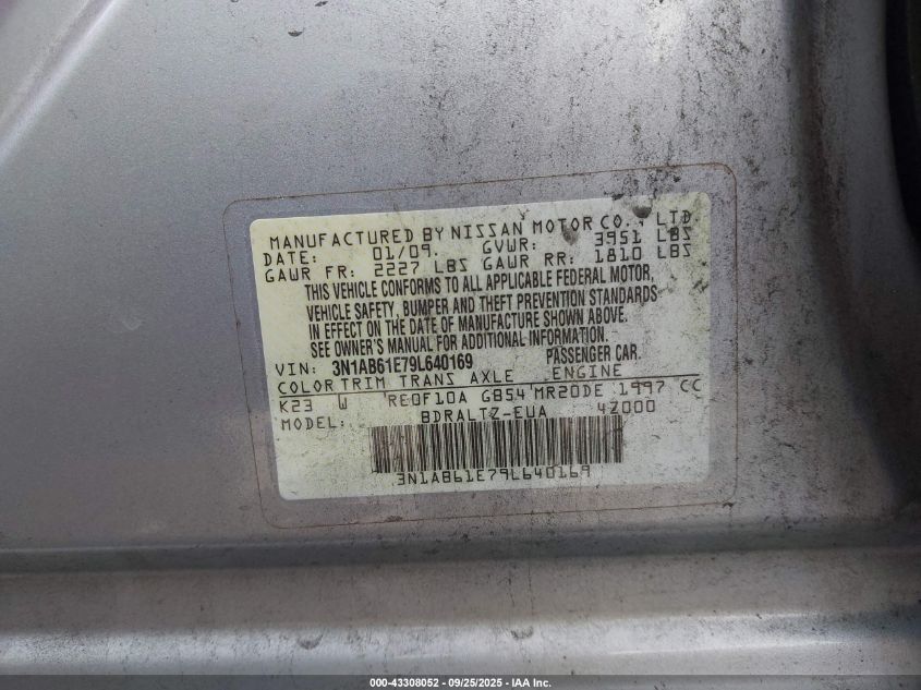 2009 Nissan Sentra 2.0S VIN: 3N1AB61E79L640169 Lot: 43308052