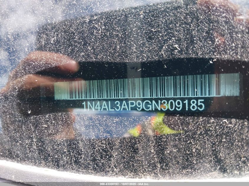 2016 Nissan Altima 2.5/2.5 S/2.5 Sl/2.5 Sr/2.5 Sv VIN: 1N4AL3AP9GN309185 Lot: 43308163