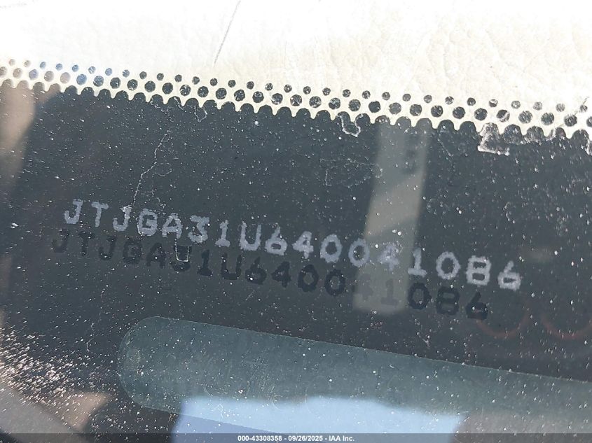 2004 Lexus Rx 330 VIN: JTJGA31U640041086 Lot: 43308358