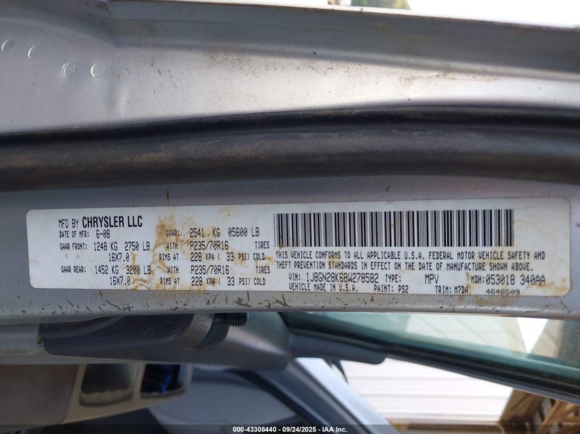1J8GN28K68W278582 2008 JEEP LIBERTY (NORTH AMERICA) photo no. 9