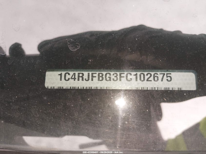 2015 Jeep Grand Cherokee Limited VIN: 1C4RJFBG3FC102675 Lot: 43308481